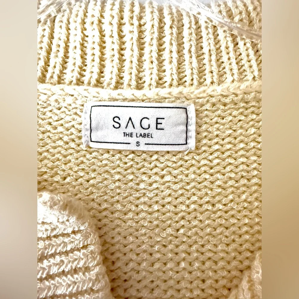 Sage The Label Scarlet Collared Cropped Cream Sweater Size Small